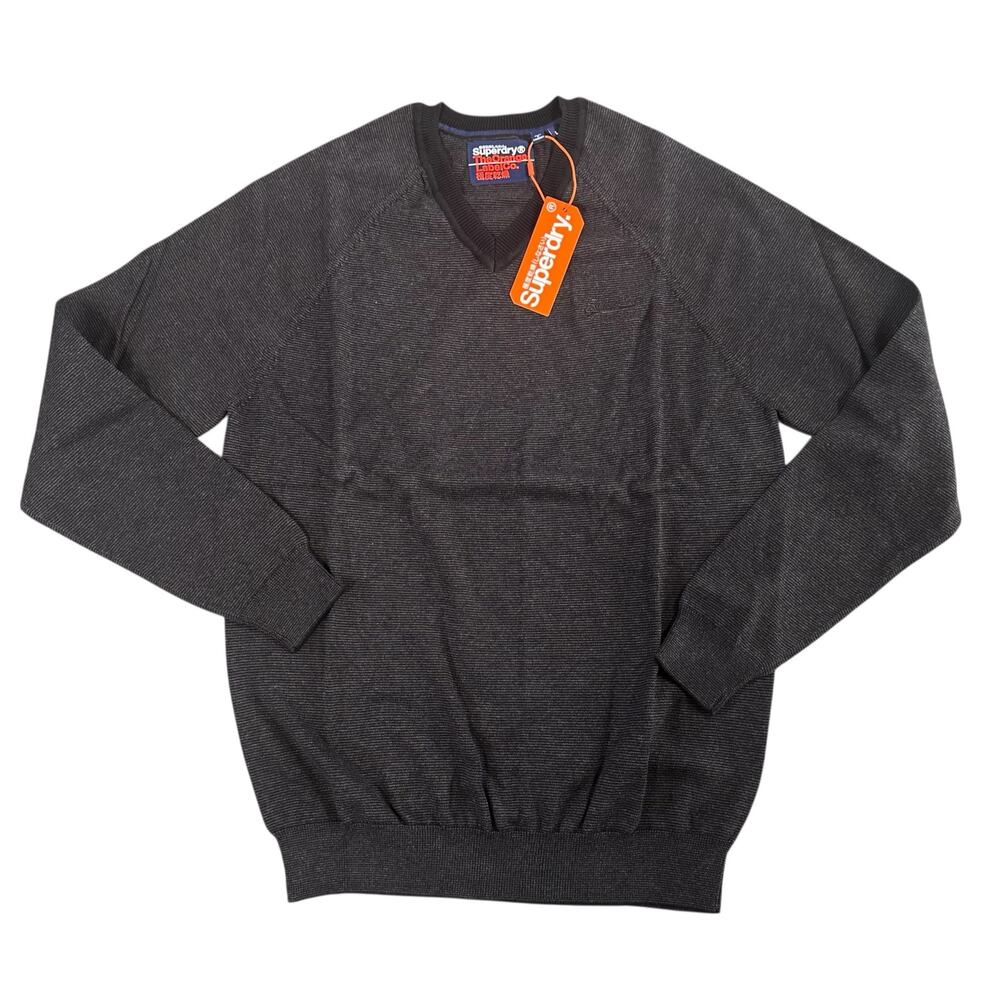 Superdry The Orange Label Cotton Vee Neck‎ Jumper Sweater Size L